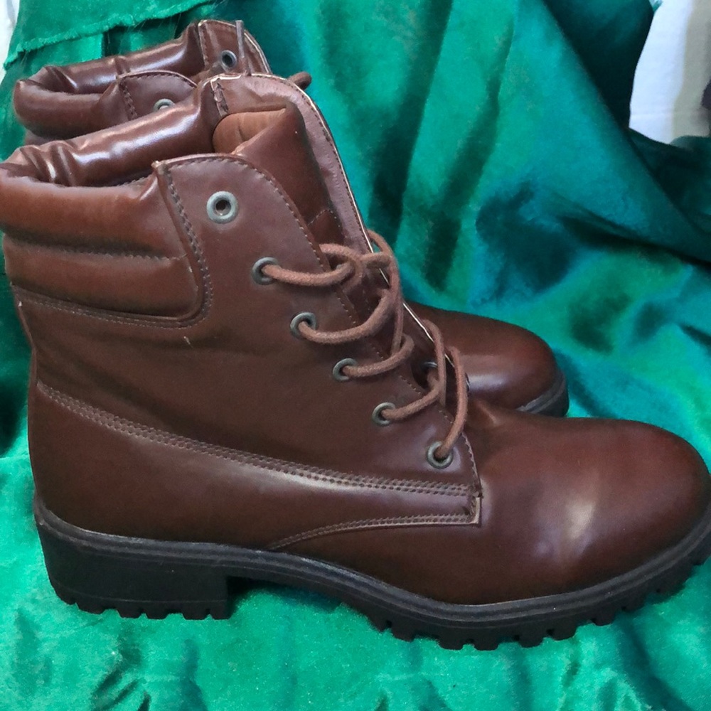 Brown combat boots